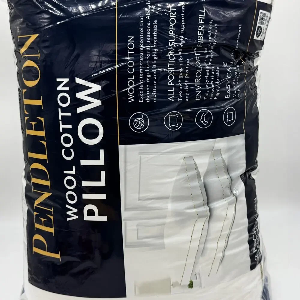 2 pack Pendleton Wool Cotton Pillow Set With Gusset Standard Size Pillows NEW